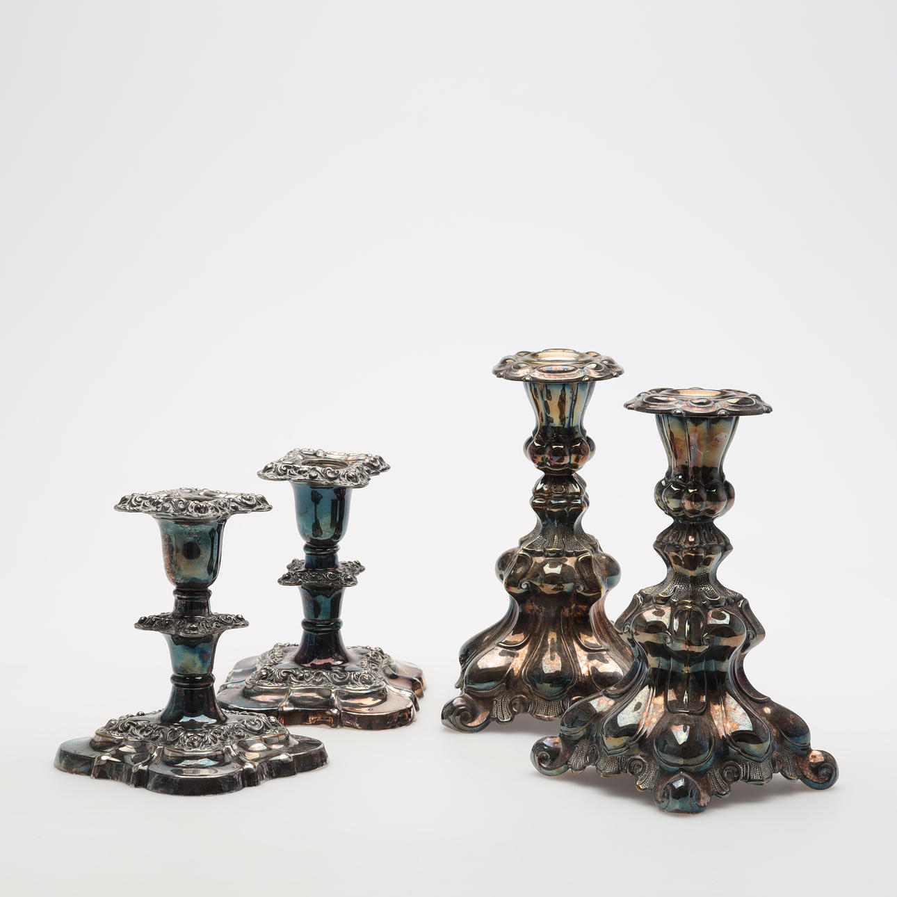 CANDLESTICKS 2 pairs Nickel silver.