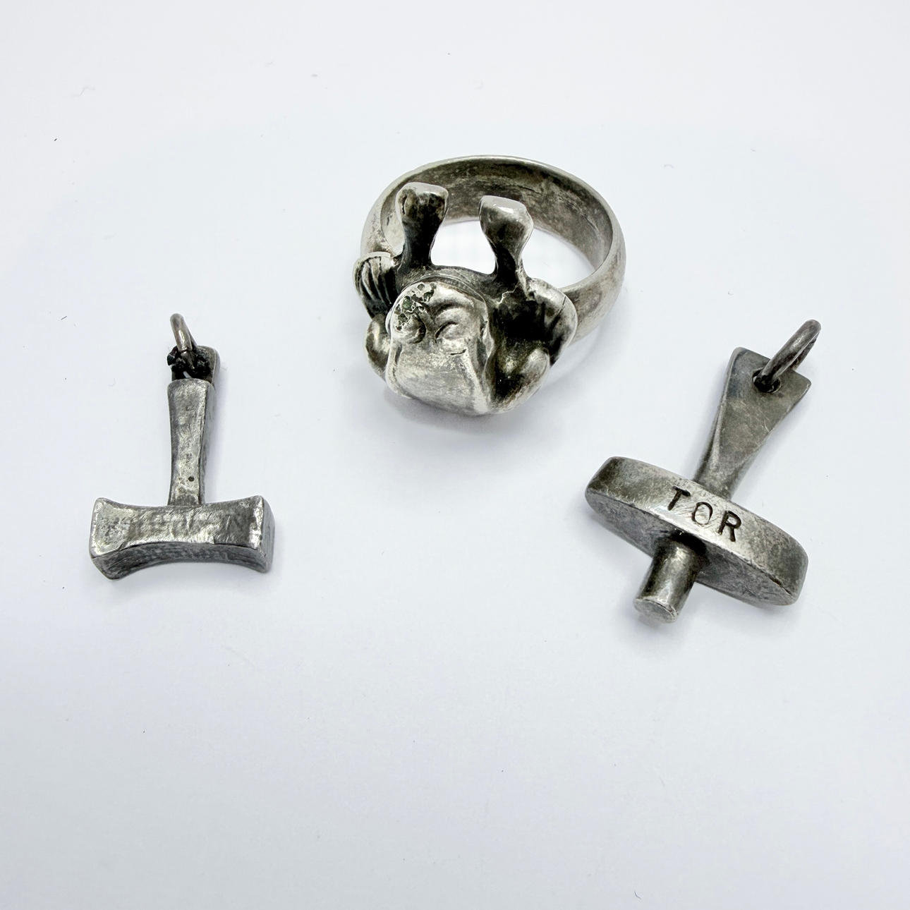 Two Pendants. Thor's Hammer.+ Ring Silver.