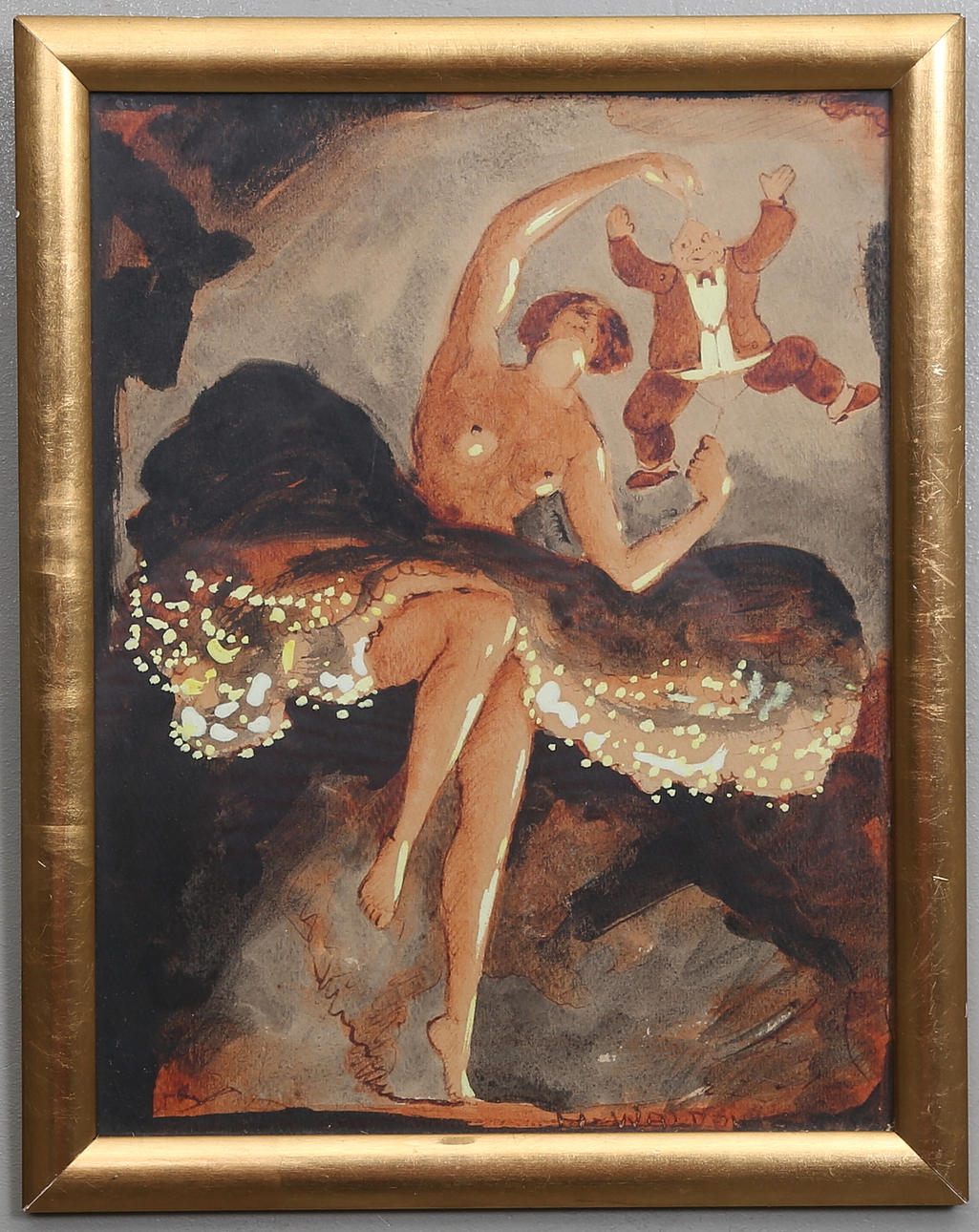 HARRY WALDOW. blandtecknik, signerad.