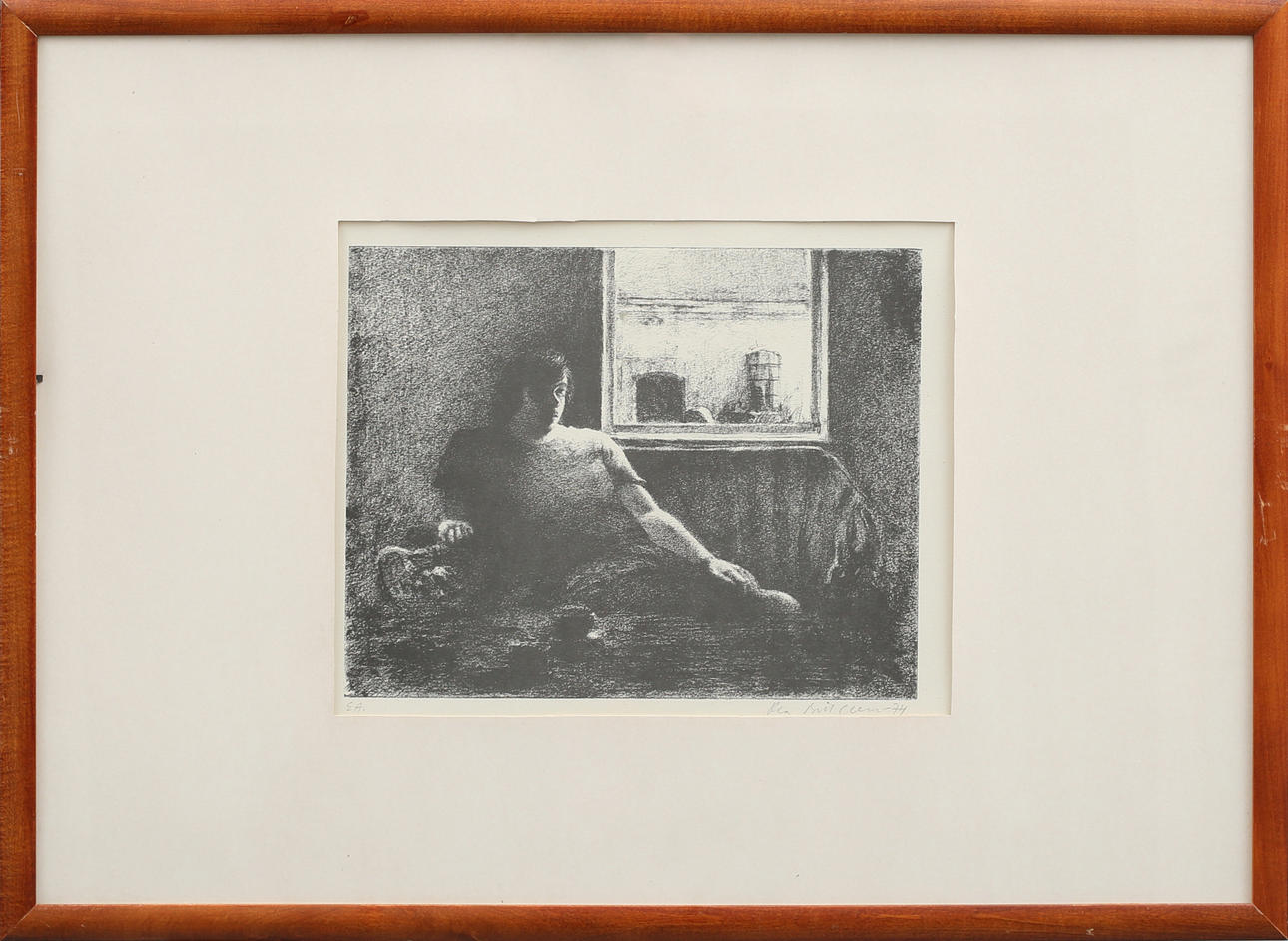 OLA BILLGREN. Kvinna vid fönster, signerat och daterat -74.