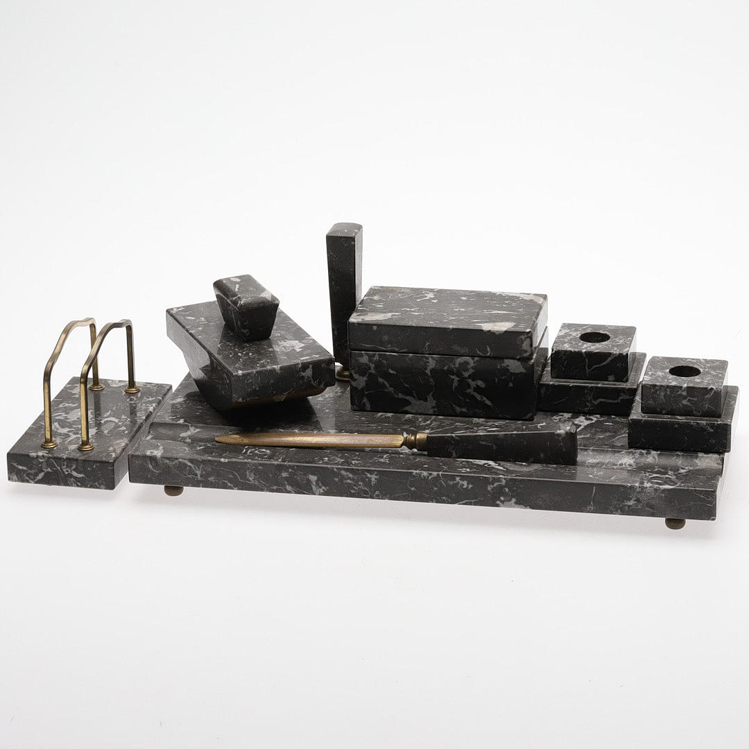 DESK SET, 7 pieces, black marble.