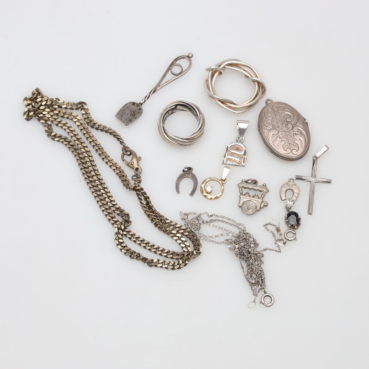 SILVER ITEMS 13 pieces, weight approx. 54.7 grams.