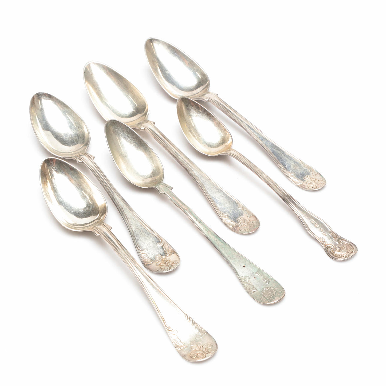SPOONS, 6 pieces, silver, weight approx. 83 grams.