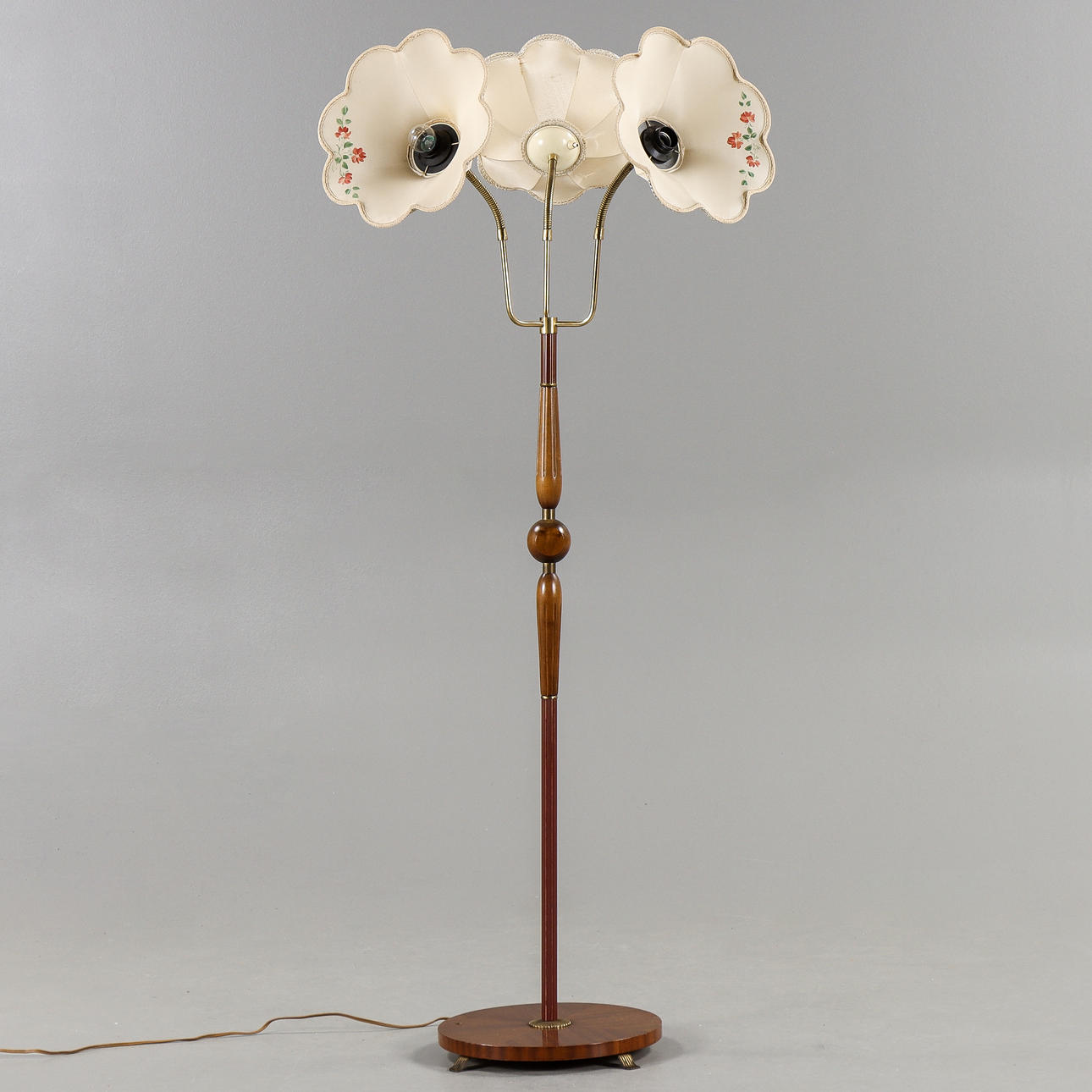 FLOOR LAMP 3-armed, mid-20th century.