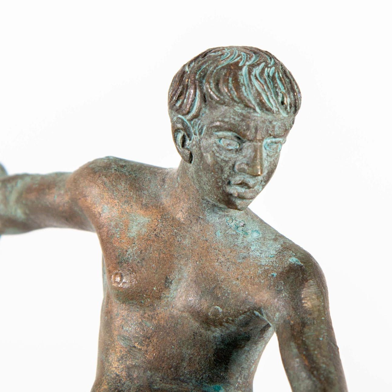 SCULPTURE, green patinated bronze, Discus thrower, 