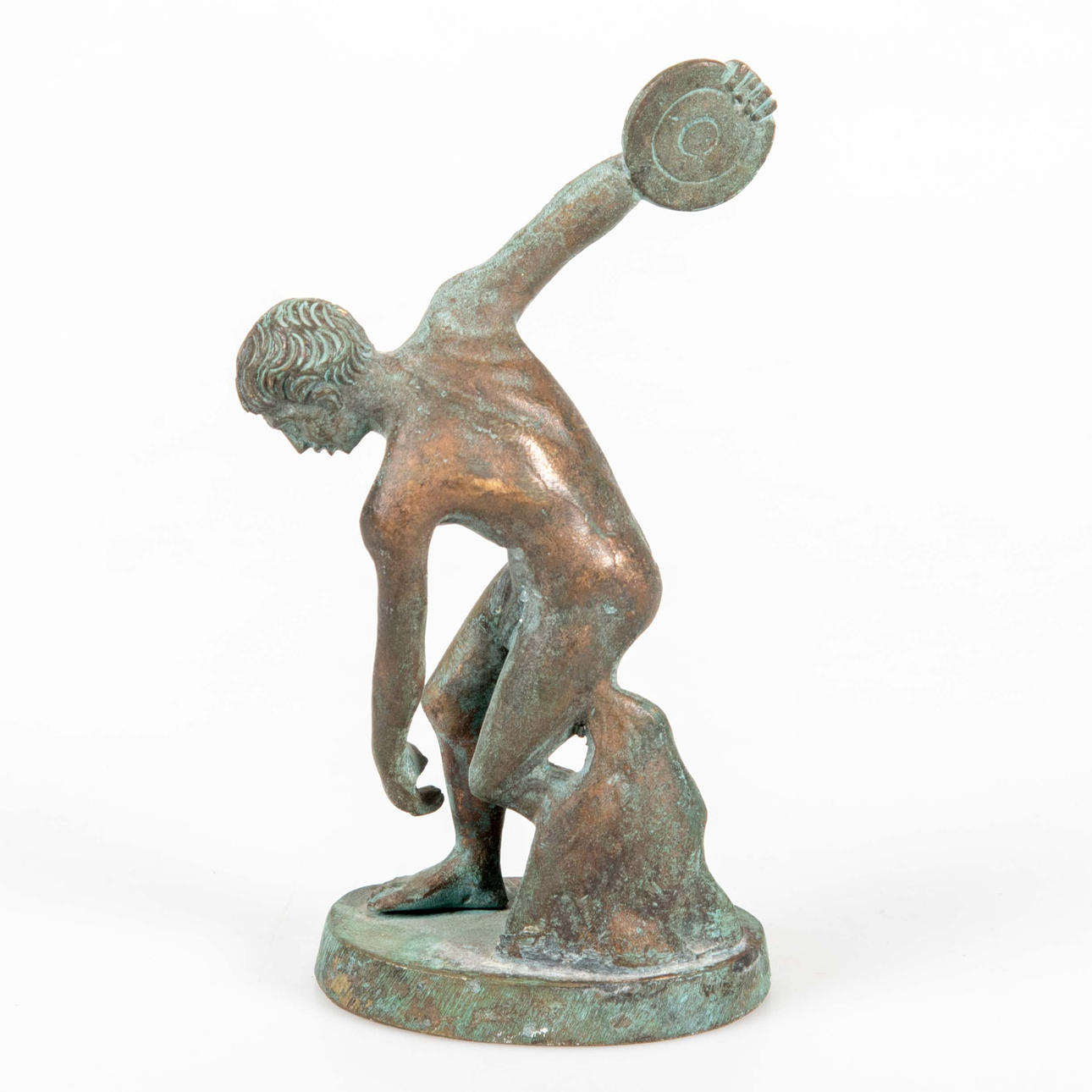 SCULPTURE, green patinated bronze, Discus thrower, 
