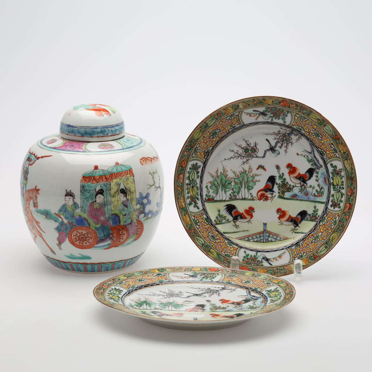 JAR and 2 PLATES, China.
