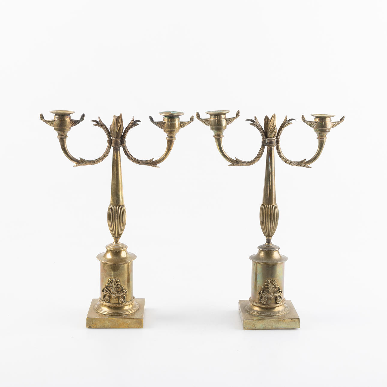 CANDELABRA, a pair, Empire, brass.