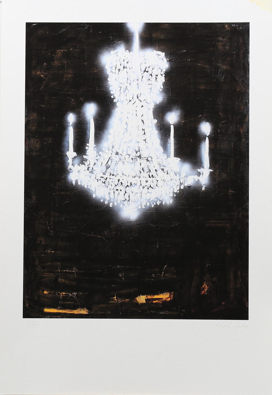 KARL VALVE. Ljuskrona, färglitografi, signerad samt numrerad 24/25.