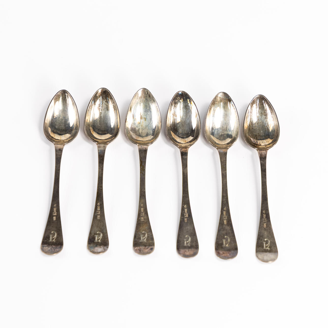 TEASPOONS. 6 pcs, 19th century.