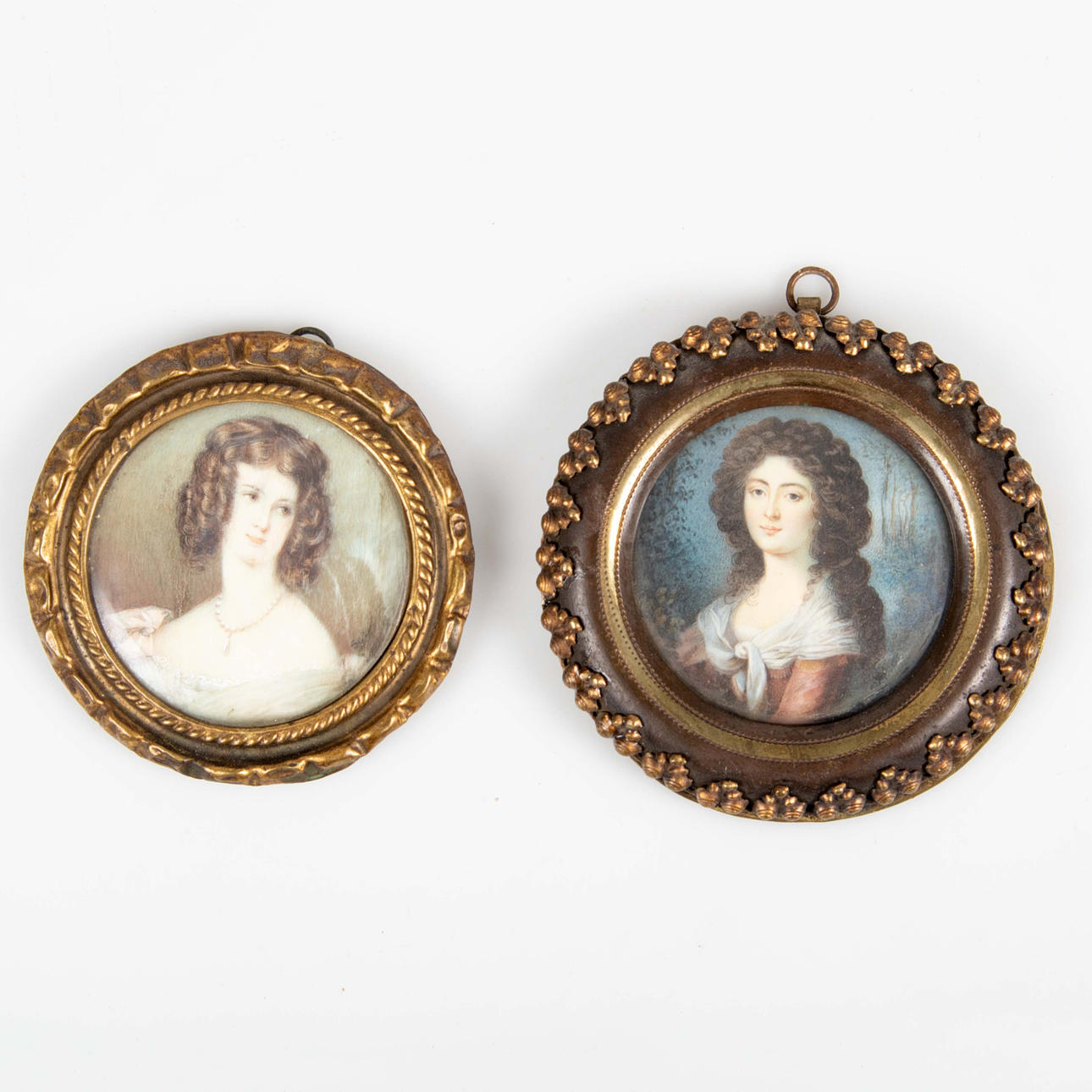 MINIATYRMÅLNINGAR, 2 stycken. 18-1900-tal.