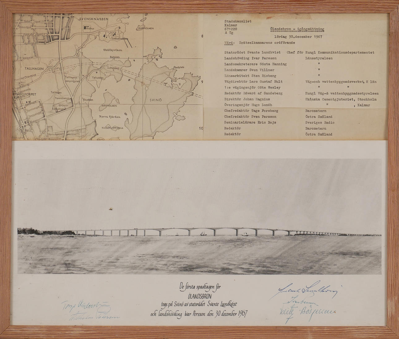 ÖLANDSBRON - IGÅNGSÄTTNING. Tavla, 1967.