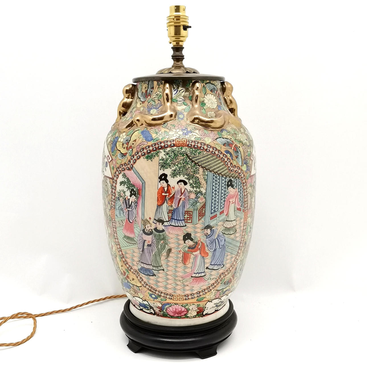 ORIENTAL PROFUSELY DECORATED LAMP.