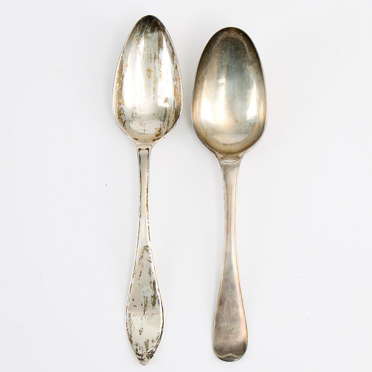 SPOONS 2 pieces silver 18th/19th century.
