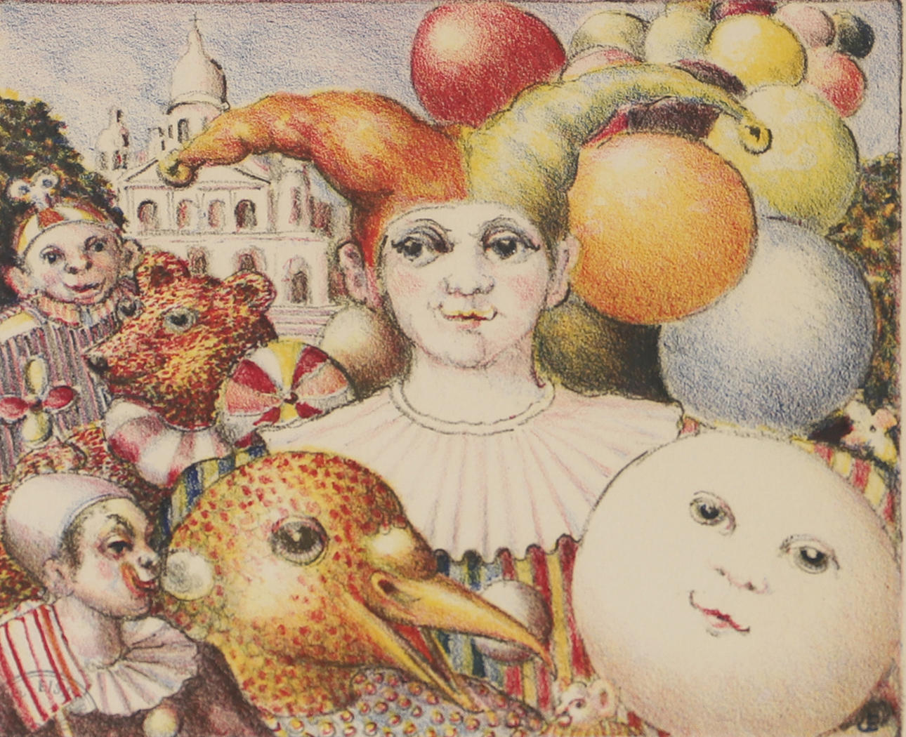 JEPPE EISNER. Figure composition, colour lithograph, signed.