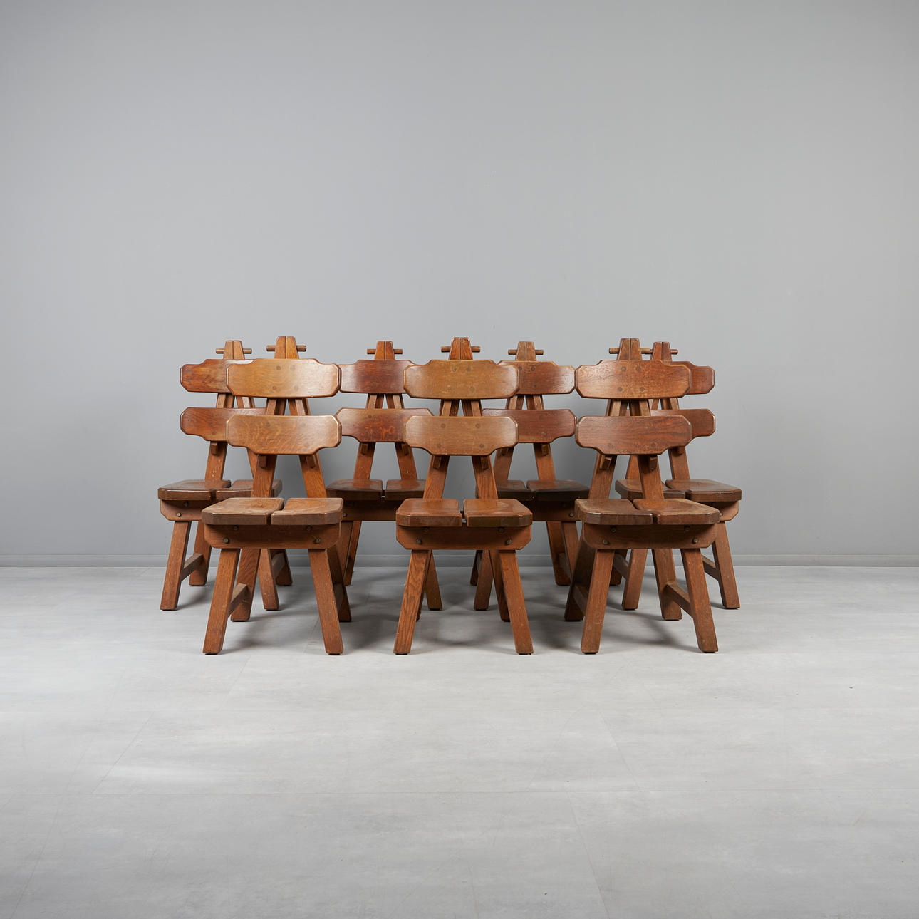 Brutalist chairs, oak, 1970s. (7).