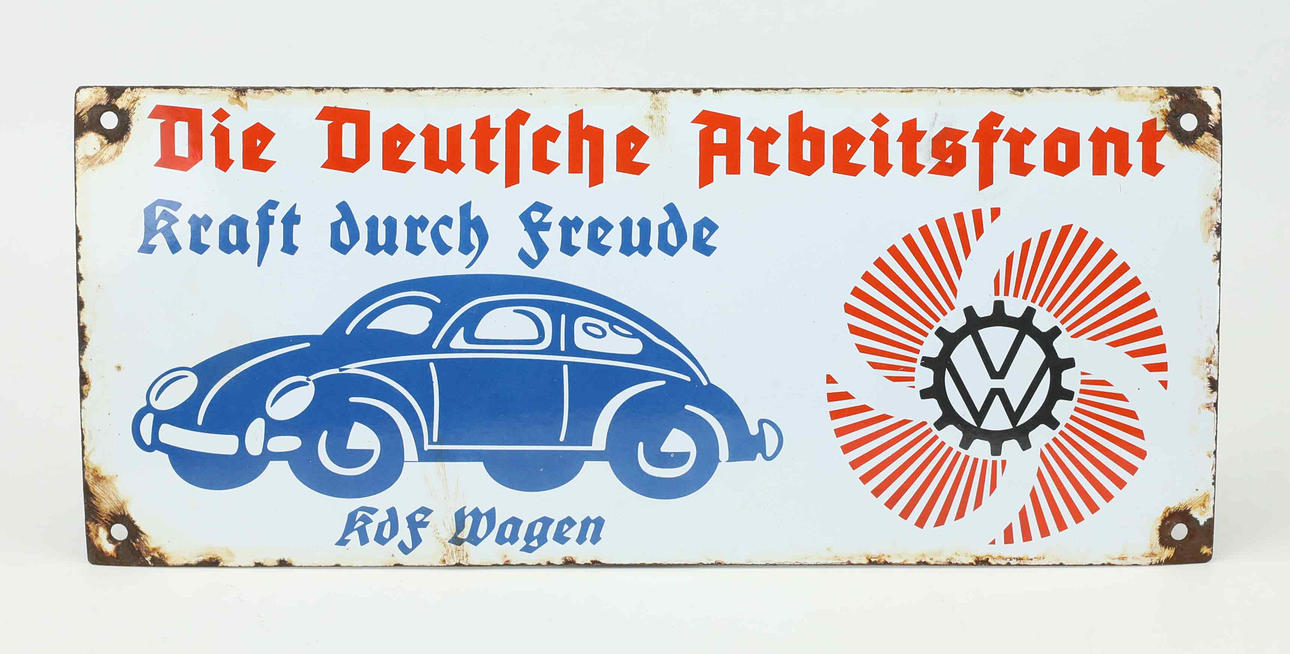 ENAMEL SIGN, KdF Wagen.