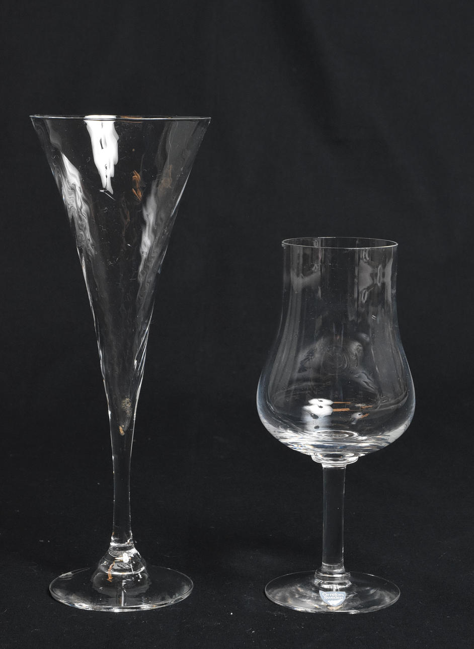 VINPROVNINGSGLAS, CHAMPAGNEGLAS, tot 10 delar, Orrefors.