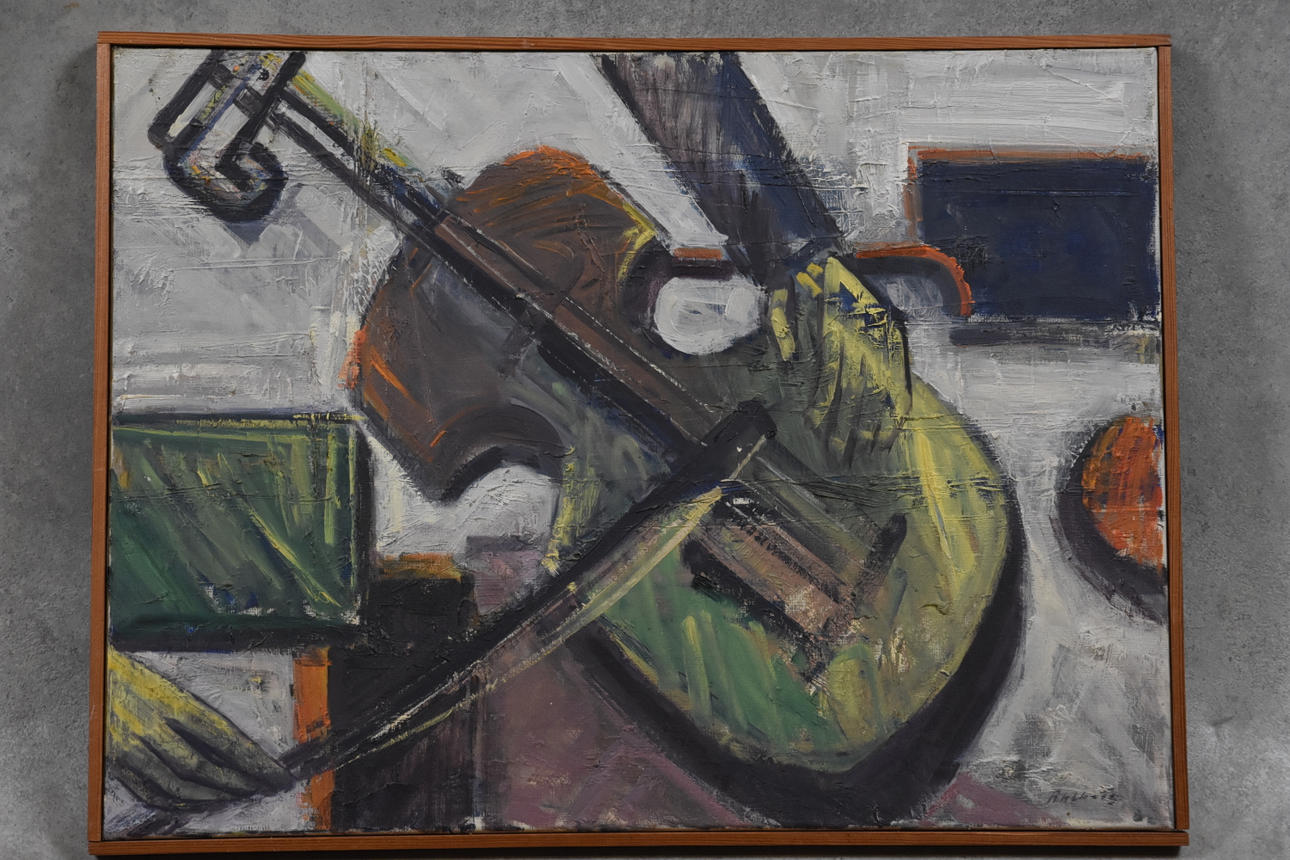 ROLF AHLBERG. Baskemölla, olja på duk, signerad Ahlberg.