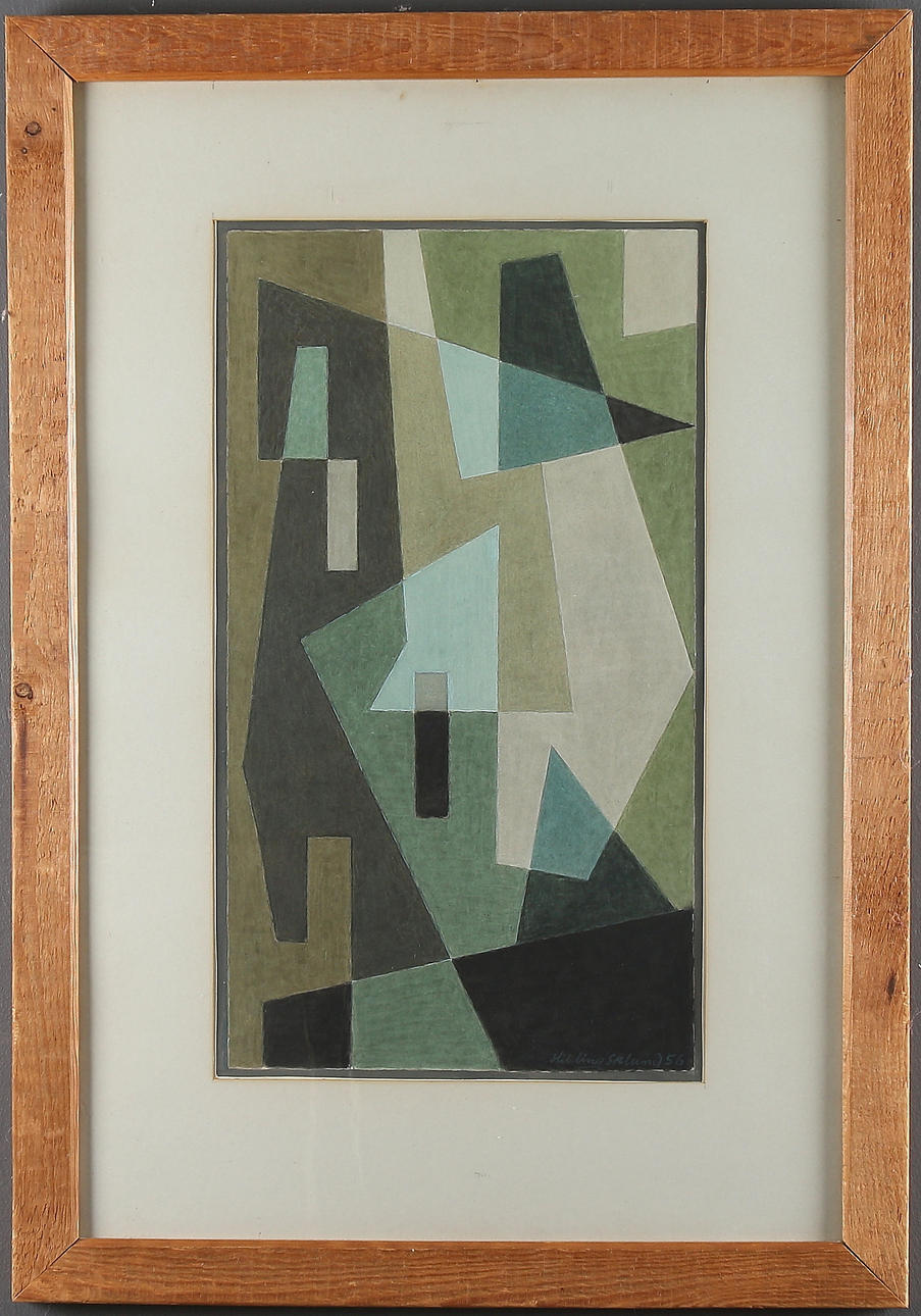 HILDING EKLUND. Geometrisk komposition, gouache, signerad och daterad -56.