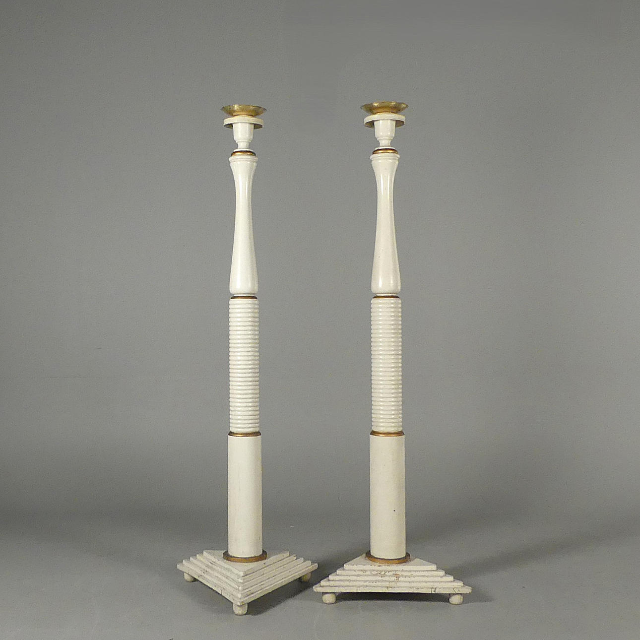 FLOOR CANDLESTICKS, a pair, from a masonic lodge.