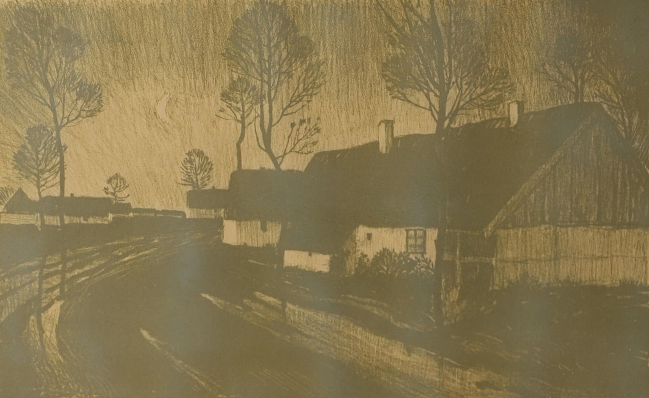 ERNST NORLIND. "Kväll", graphic print, signed.