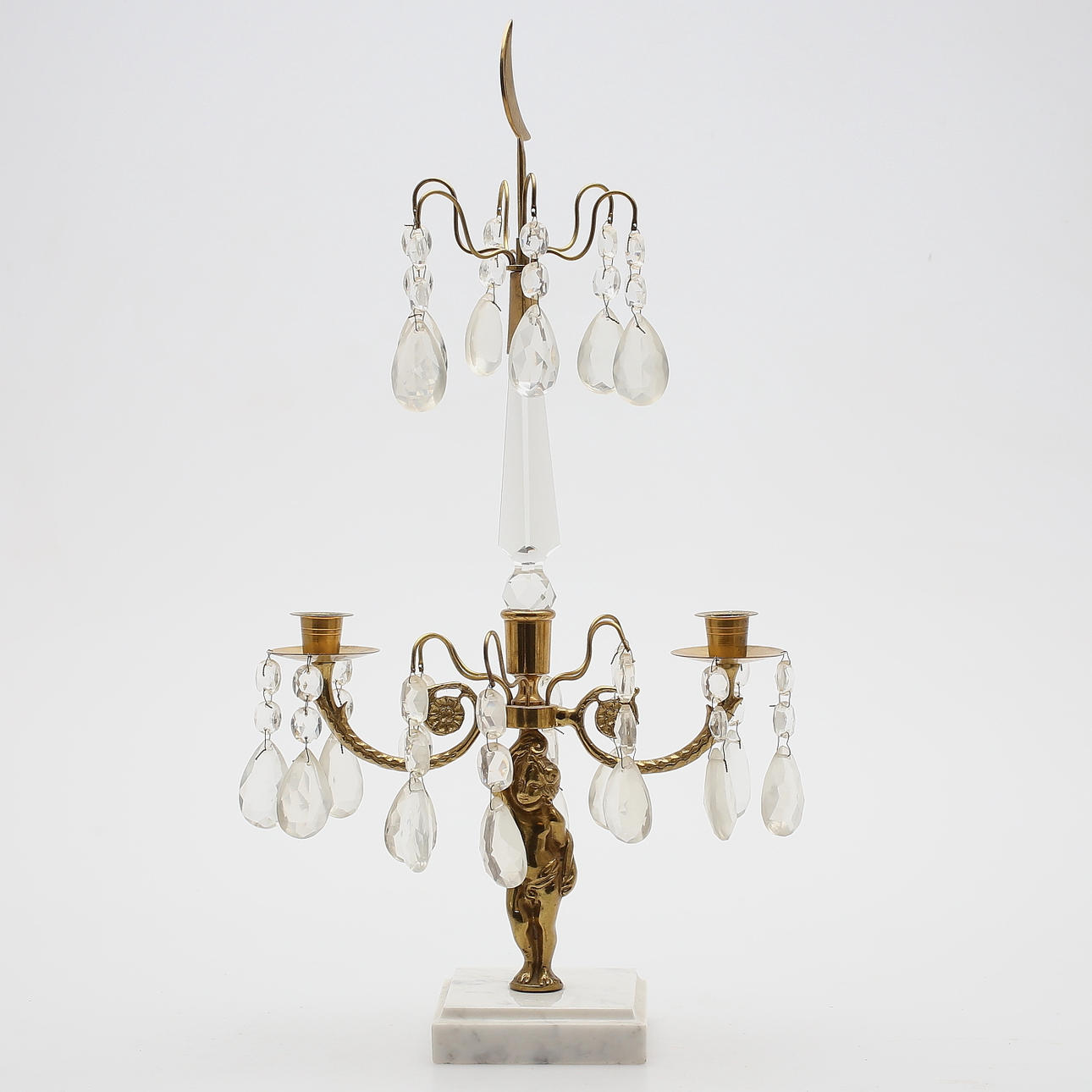 BORDSLYSTER, mässing/marmor, empirestil, 1900-tal.