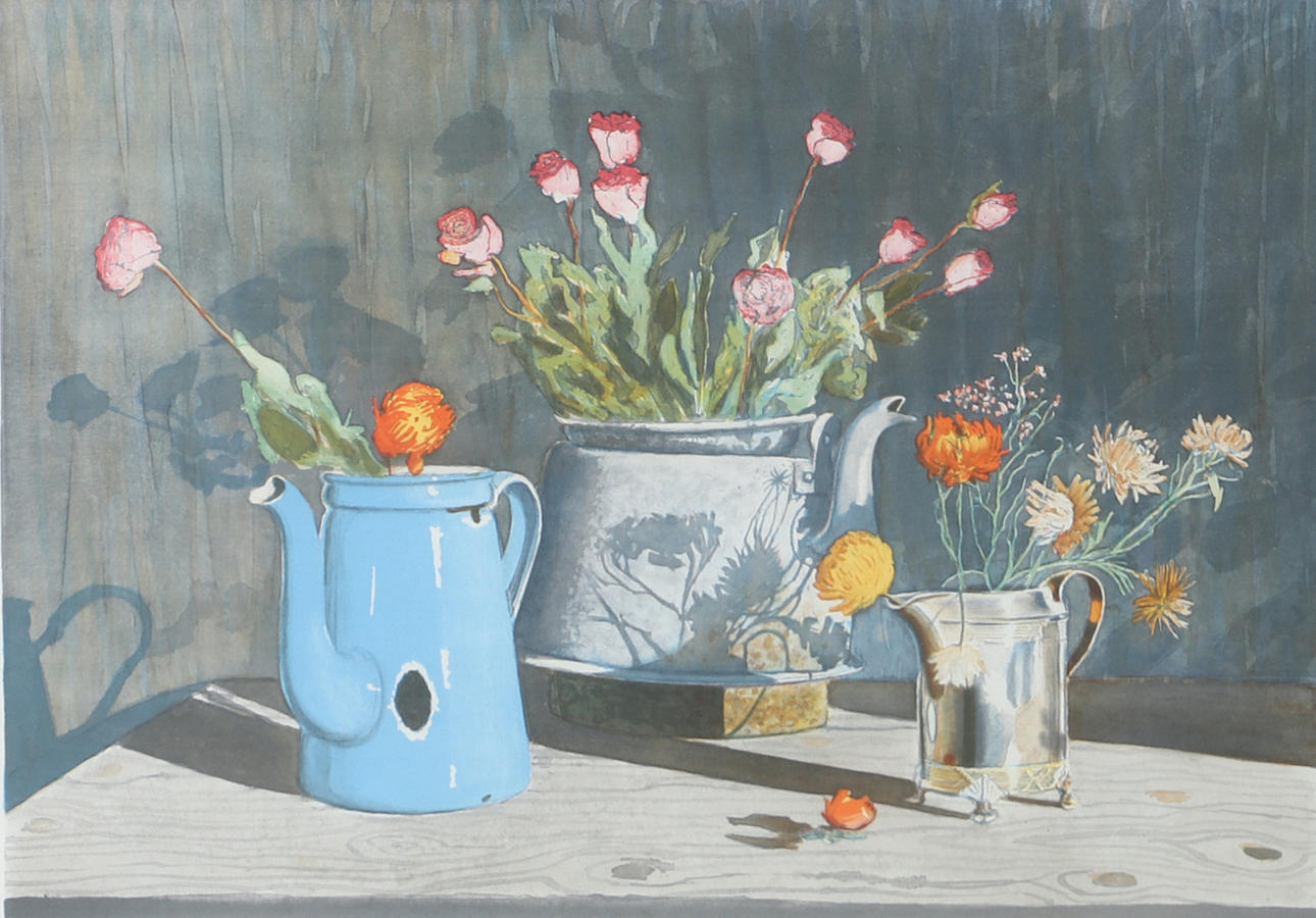 KAJ BERNSTONE. Still life, colour lithograph, signed.