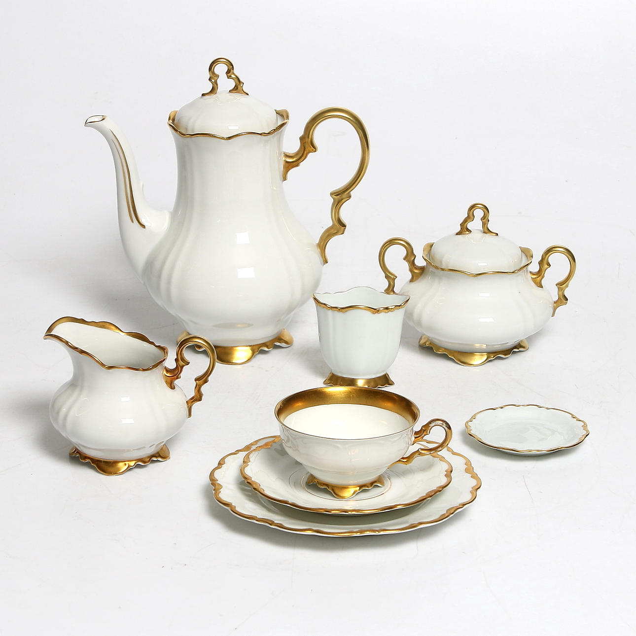 KAFFESERVIS, 50 delar, porslin, rokokostil, Hackefors, 1940-tal.