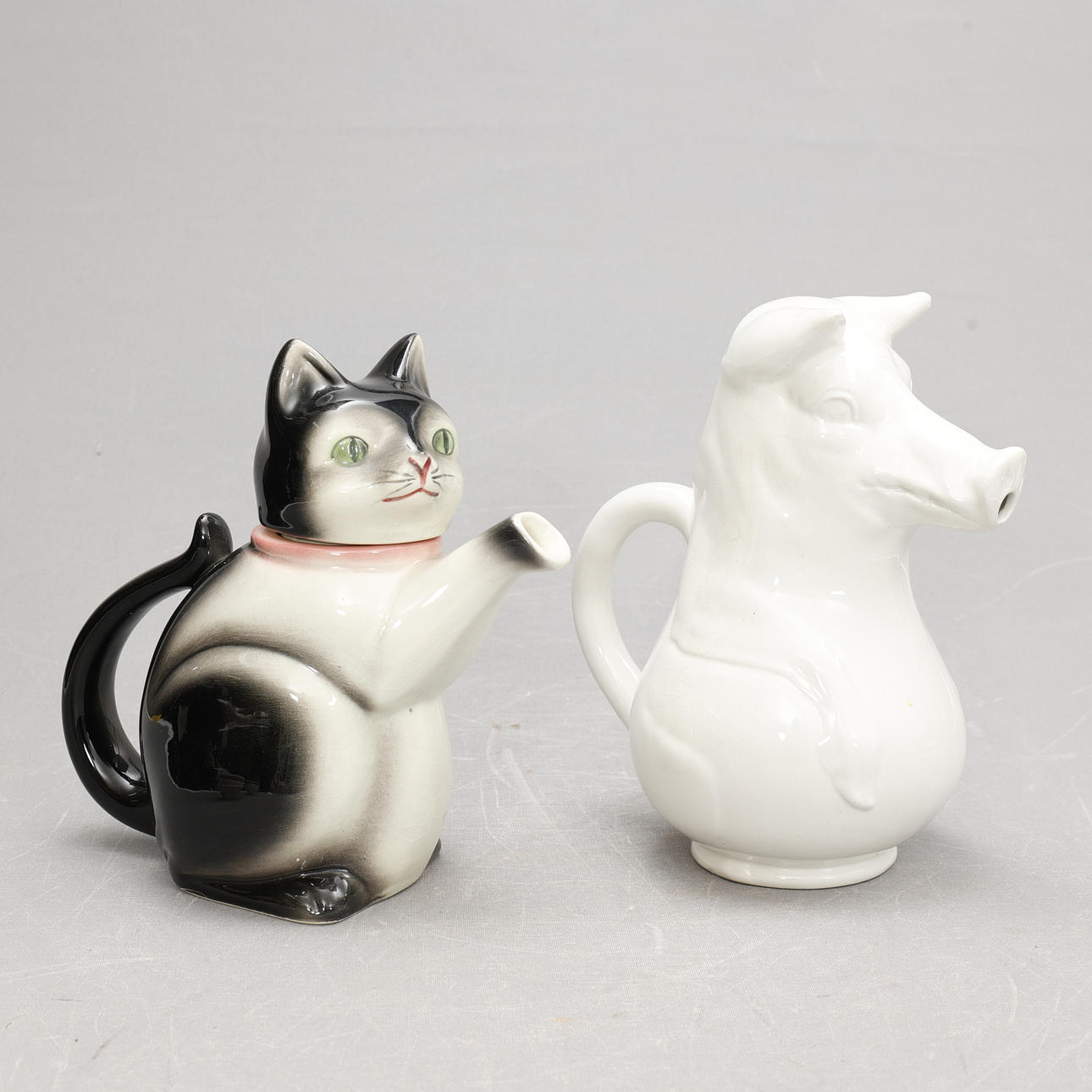 PITCHERS, two, Cat and pig.