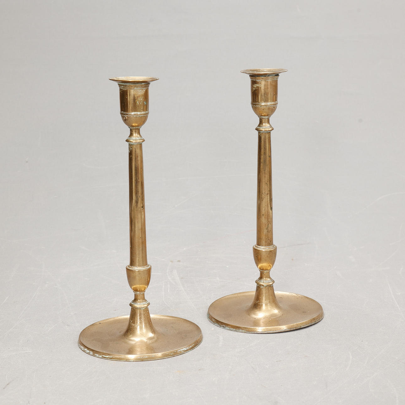 CANDLESTICKS, a pair, brass.