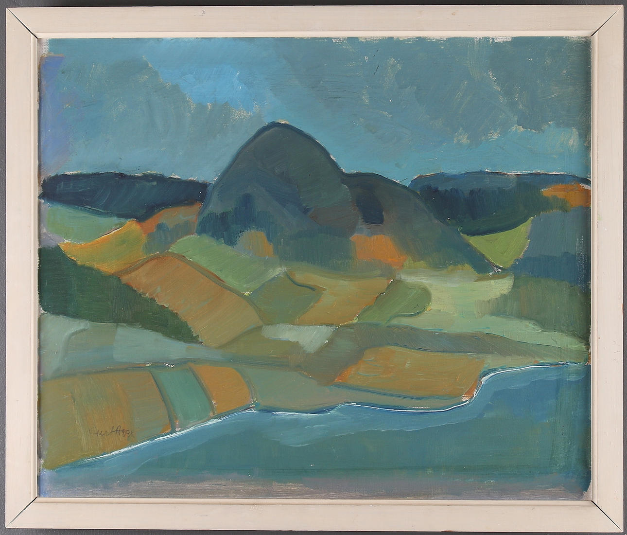 CURT AGGE. Strandvy, olja på duk, signerad.