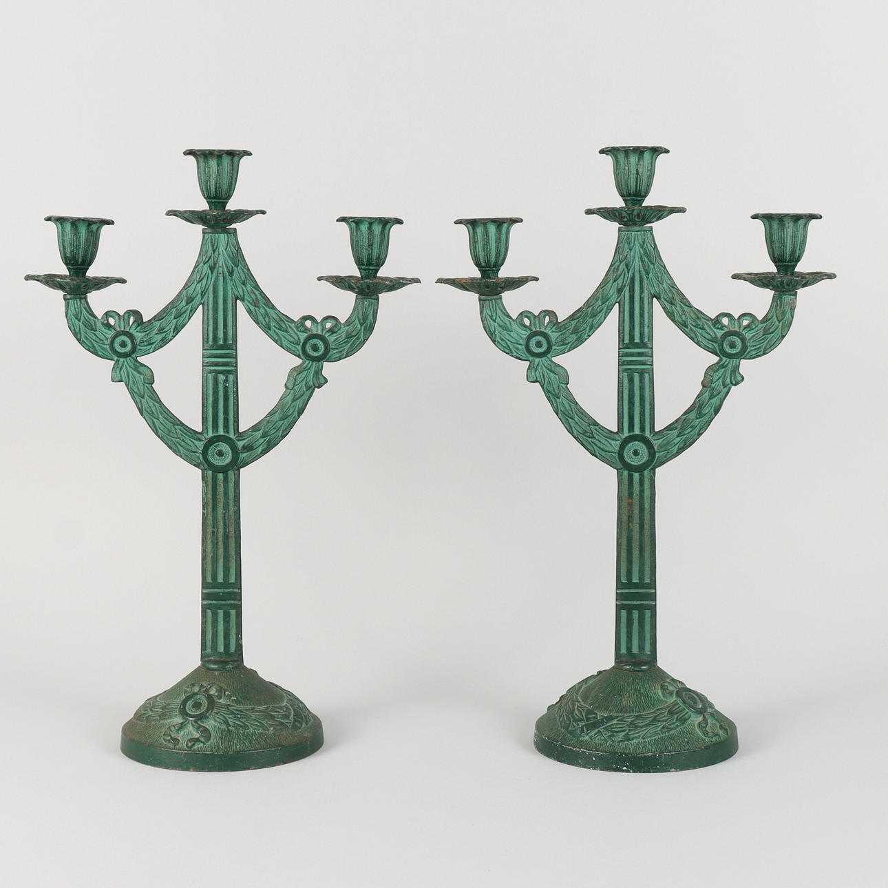 CANDELABRA, a pair, cast metal.