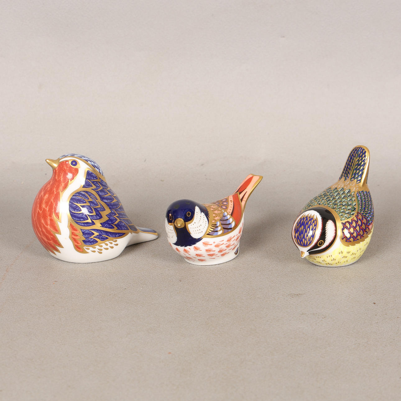 THREE ROYAL CROWN DERBY BIRDS (3).