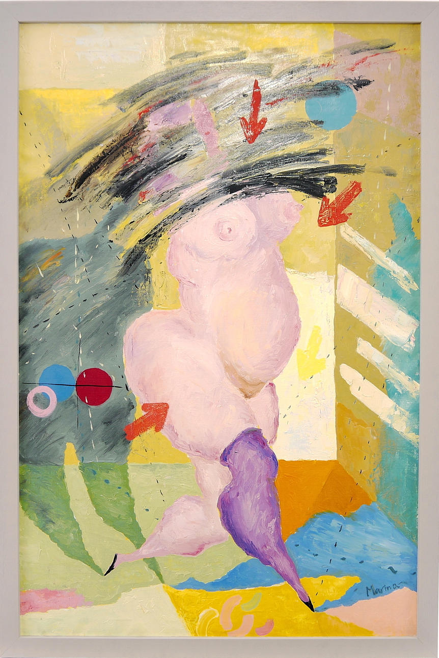 MARINA GERAŠČENKO. Naken, olja på duk, signerad.