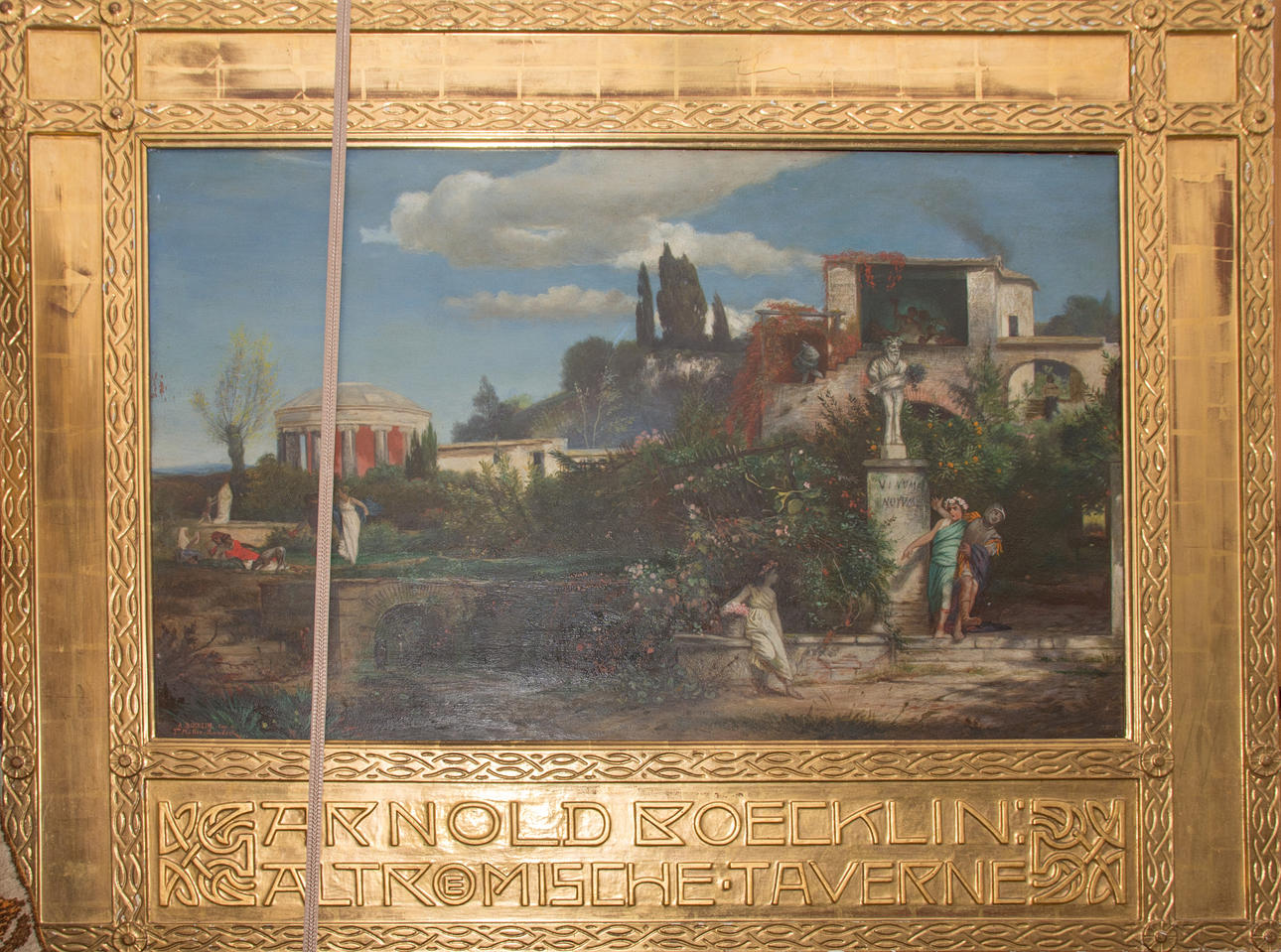 FRITZ MÜLLER-LANDECK. Gammal romersk krog, kopia efter A. Böcklin, olja på duk, inramad, signerad.