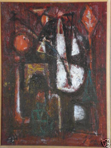 GABRIELE CENA. ”Abstract Composition Roma” olja på pannå, inramad, signerad och daterad.