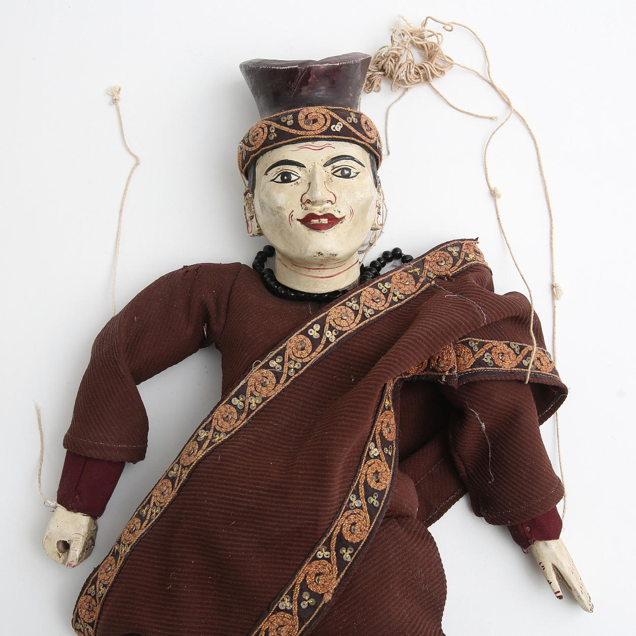 MARIONETTDOCKA, trä/textil, Asien.