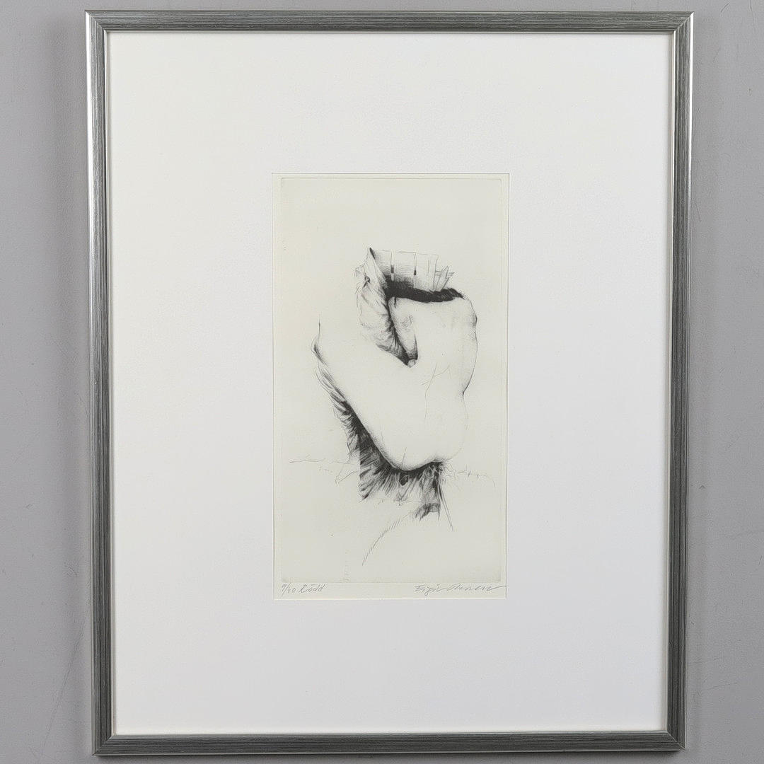 EIGIL THORELL, ETCHING, "Rädd", signed and numbered 9/40.