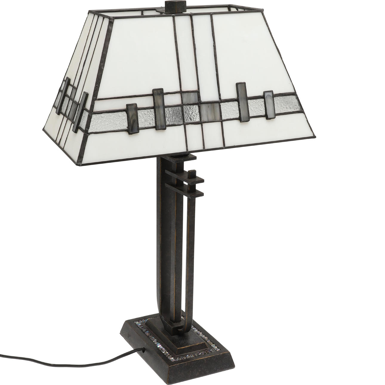 A DECORATIVE TABLE LAMP.
