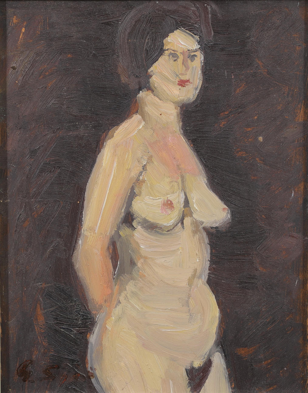 GUSTAF SJÖÖ. Nude model, oil on panel, signed.