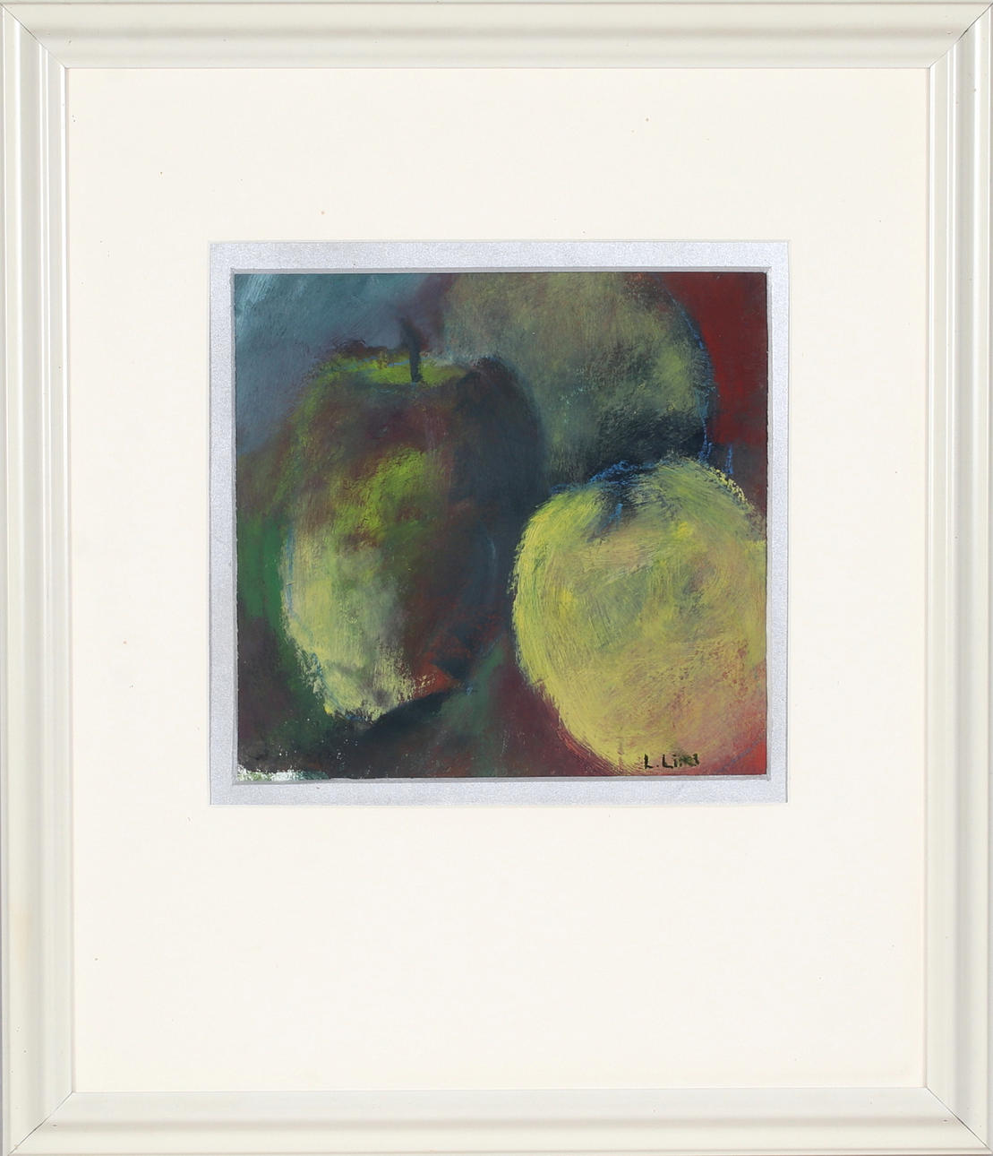 OIDENTIFIERAD KONSTNÄR. Äpplen, gouache, signerad L. Lind.