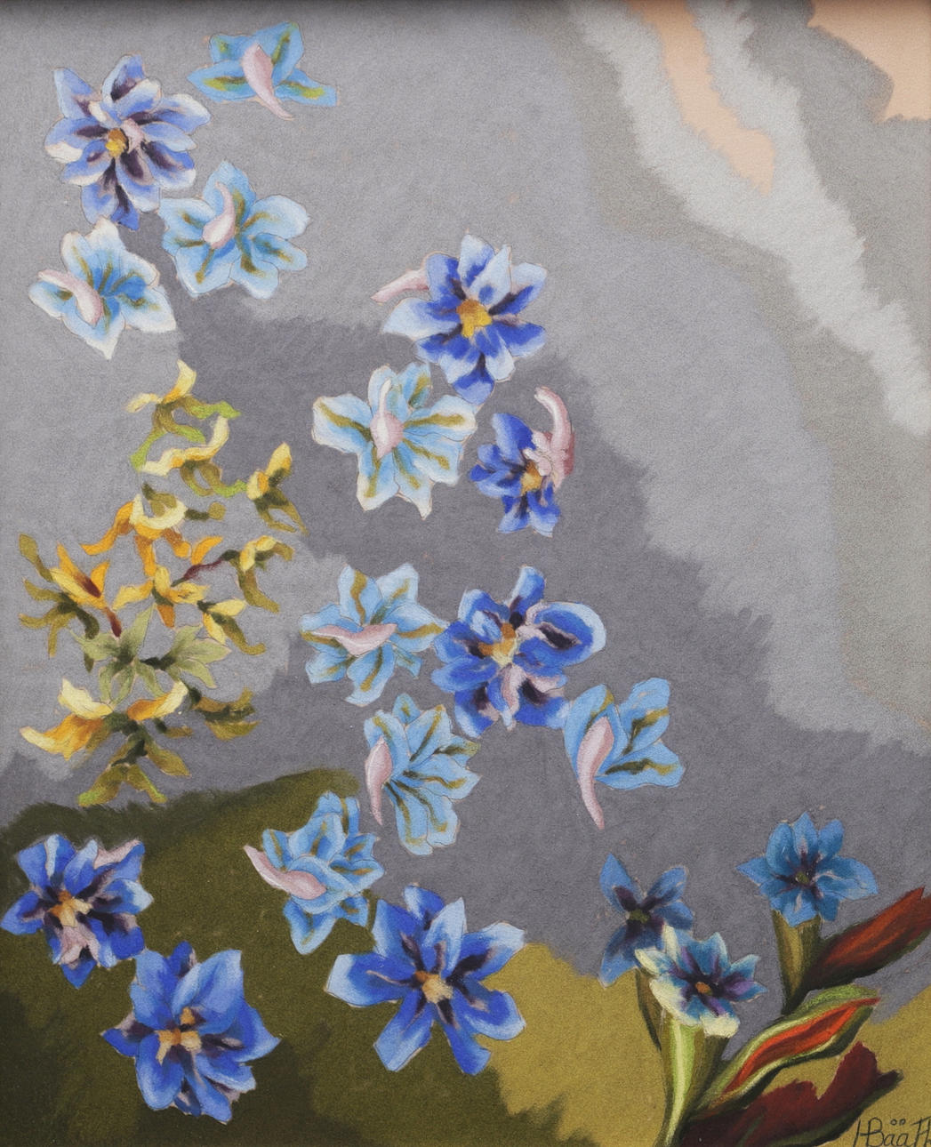 HILDING BÅÅTH. Blommor, pastell, signerad.