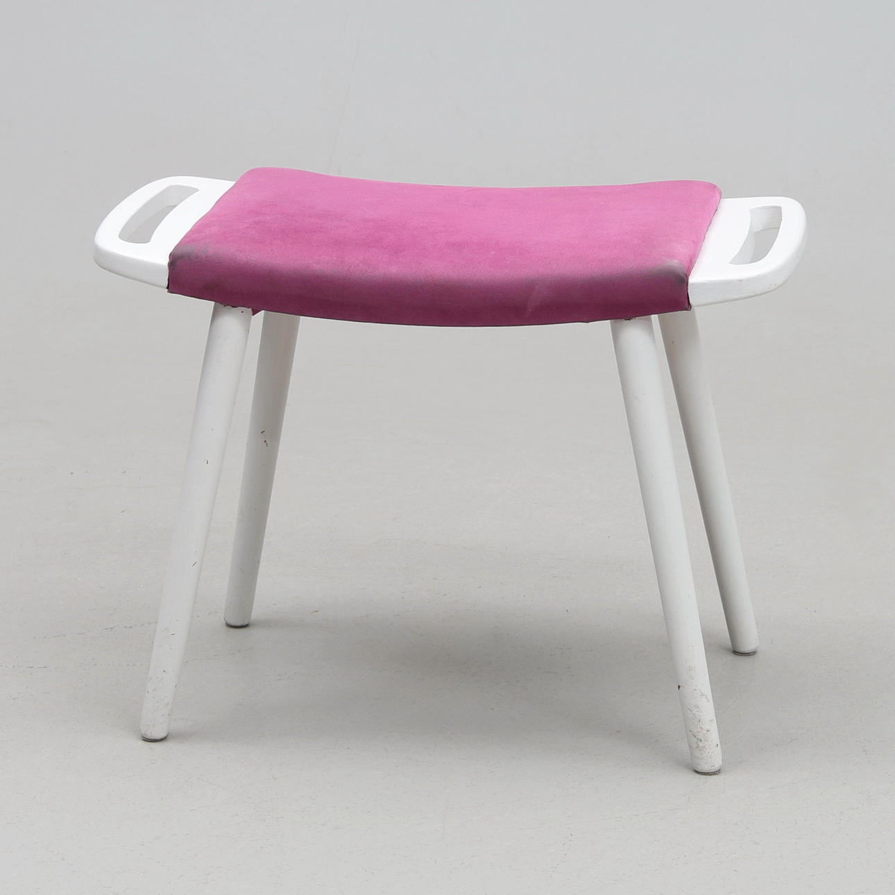 STOOL, painted, textile, 20th century.