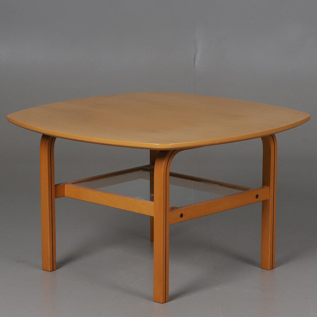 COFFEE TABLE, wood, glass.