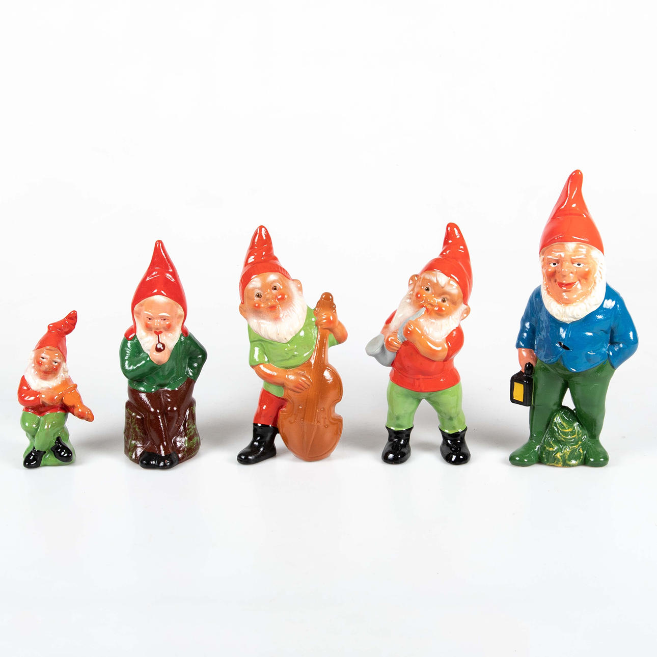 TOMTE. 5 st figuriner, 1900-tal, bl.a Gräfenroda.
