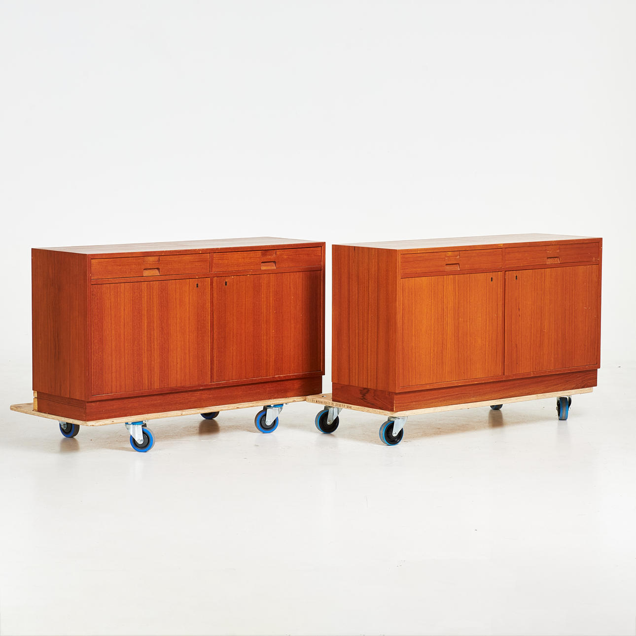 SIDEBOARDS, 2 pcs, teak, 1960s, two-part.