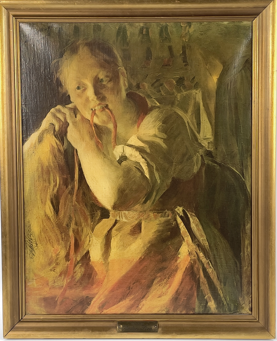OLJETRYCK, efter Anders Zorn, "Margit", brickmärkt.
