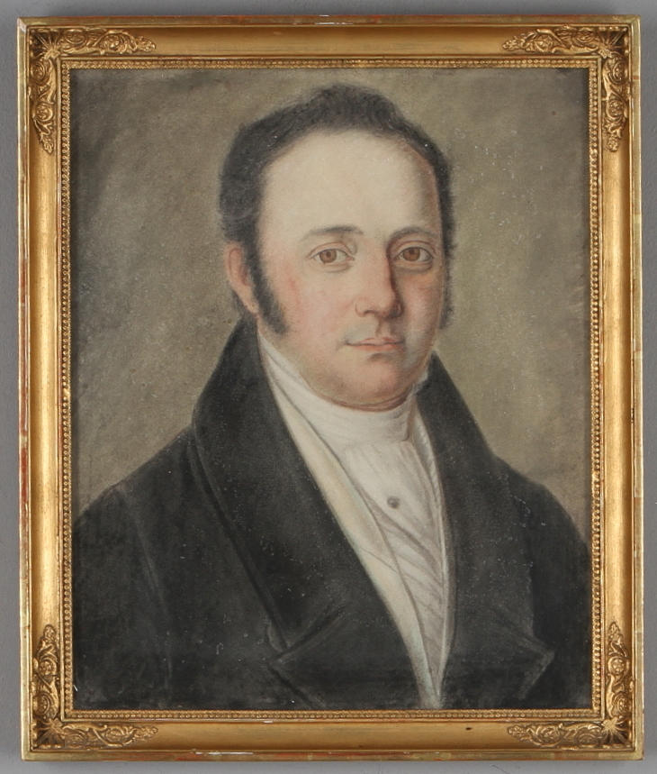 OKÄND KONSTNÄR. Herrporträtt, teckning, 1800-tal.