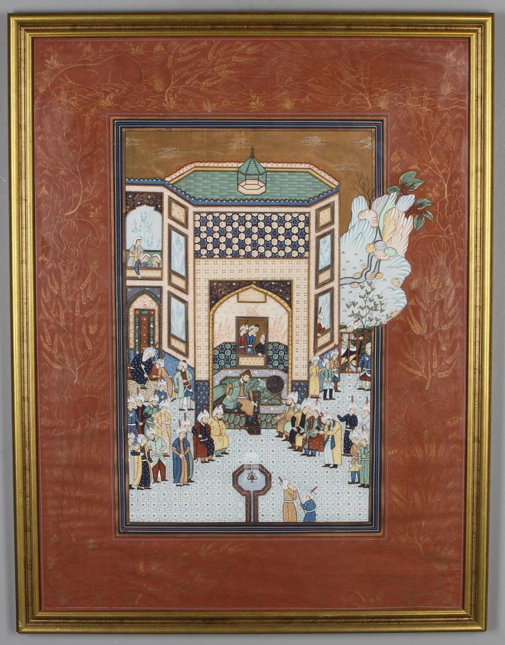 OKÄND KONSTNÄR. Figurscen, sidenmåleri, trol Indien, 1900-tal.